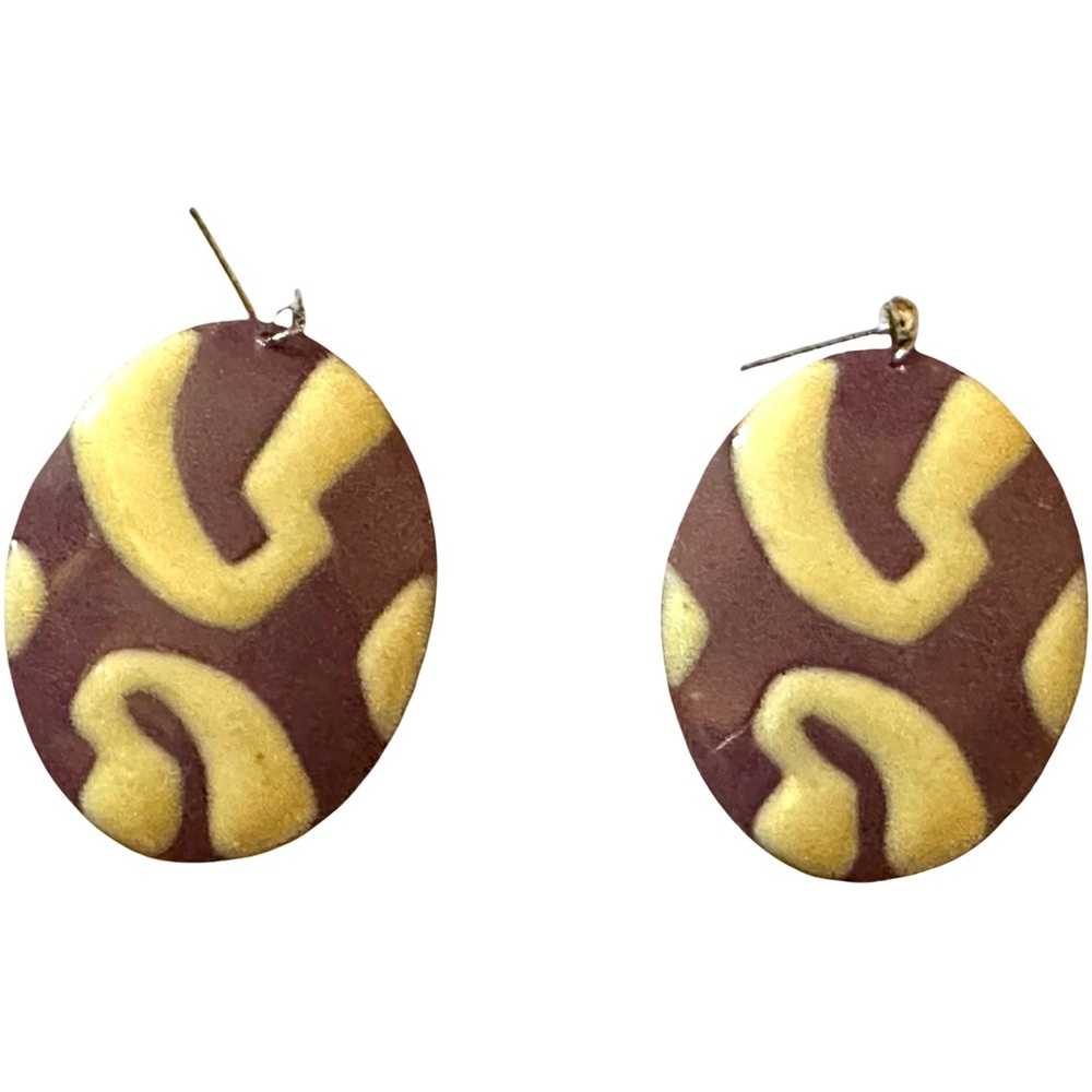 3 for $25 Unique Vintage Purple and Cream Enameled Swirl Earrings